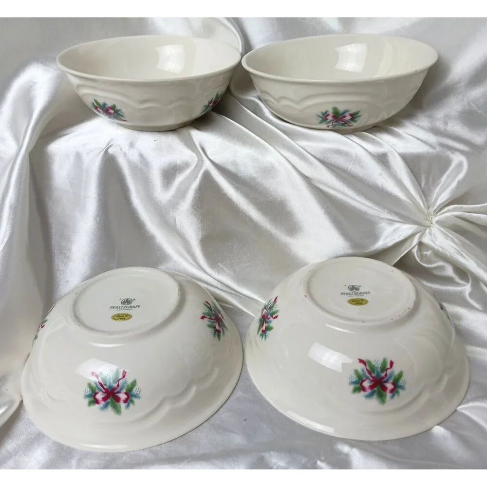 PFALTZGRAFF RED RIBBON CEREAL BOWL-LOT OF 4-NEW